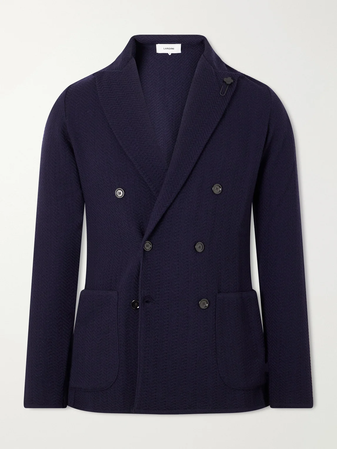 Double-Breasted Knitted Virgin Wool Blazer - 1