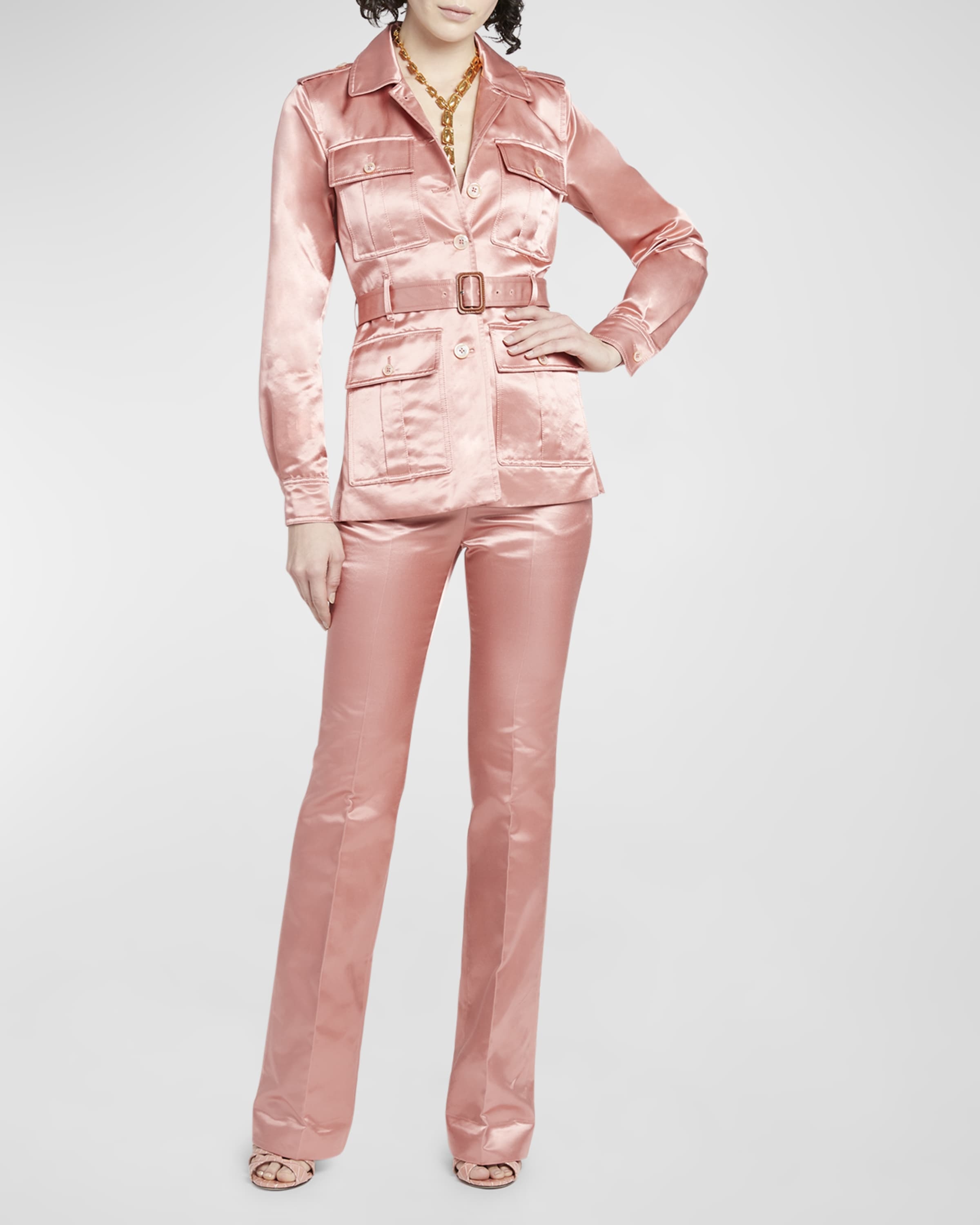 Duchesse Satin Belted Safari Jacket - 5