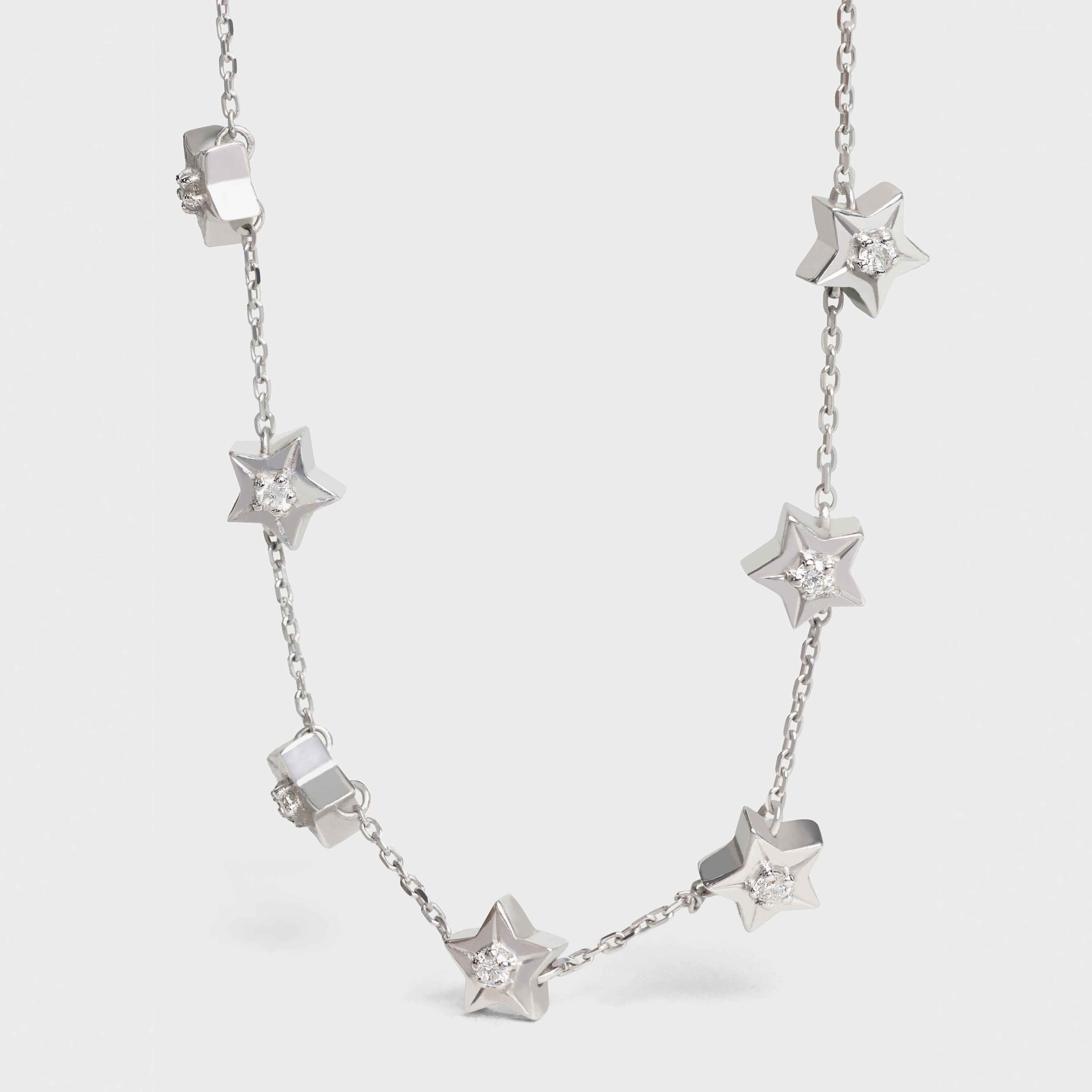 Etoile Celine Multi Stars Necklace in White Gold and Diamonds - 2