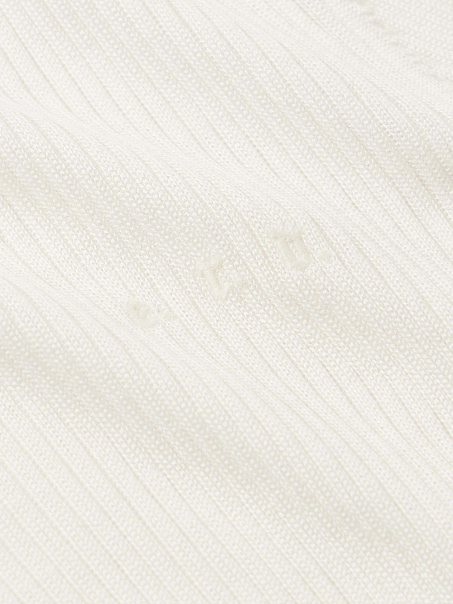 Logo-Embroidered Ribbed Silk and Cashmere-Blend Sweater White - 4