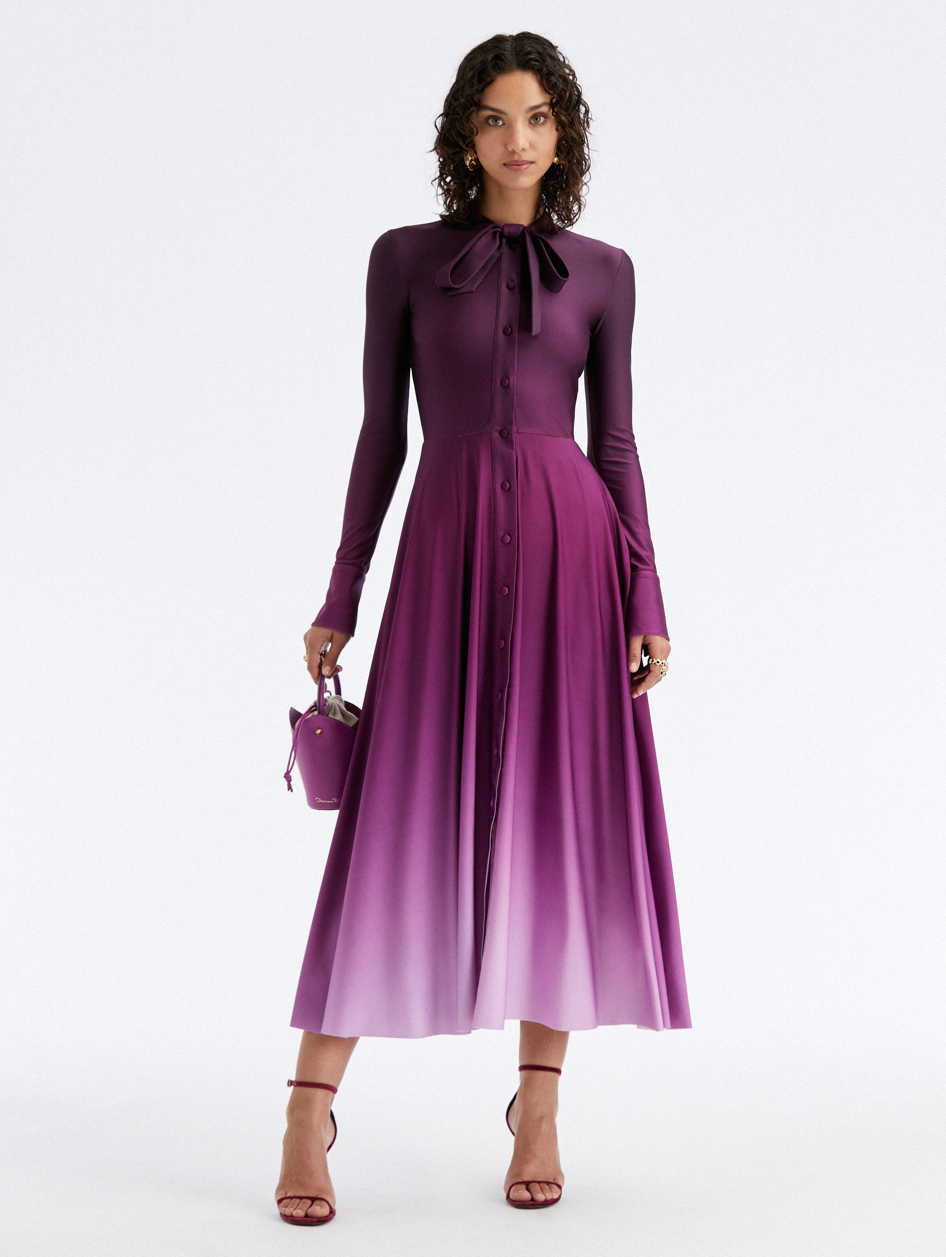 BUTTON FRONT OMBRÉ JERSEY DRESS - 3