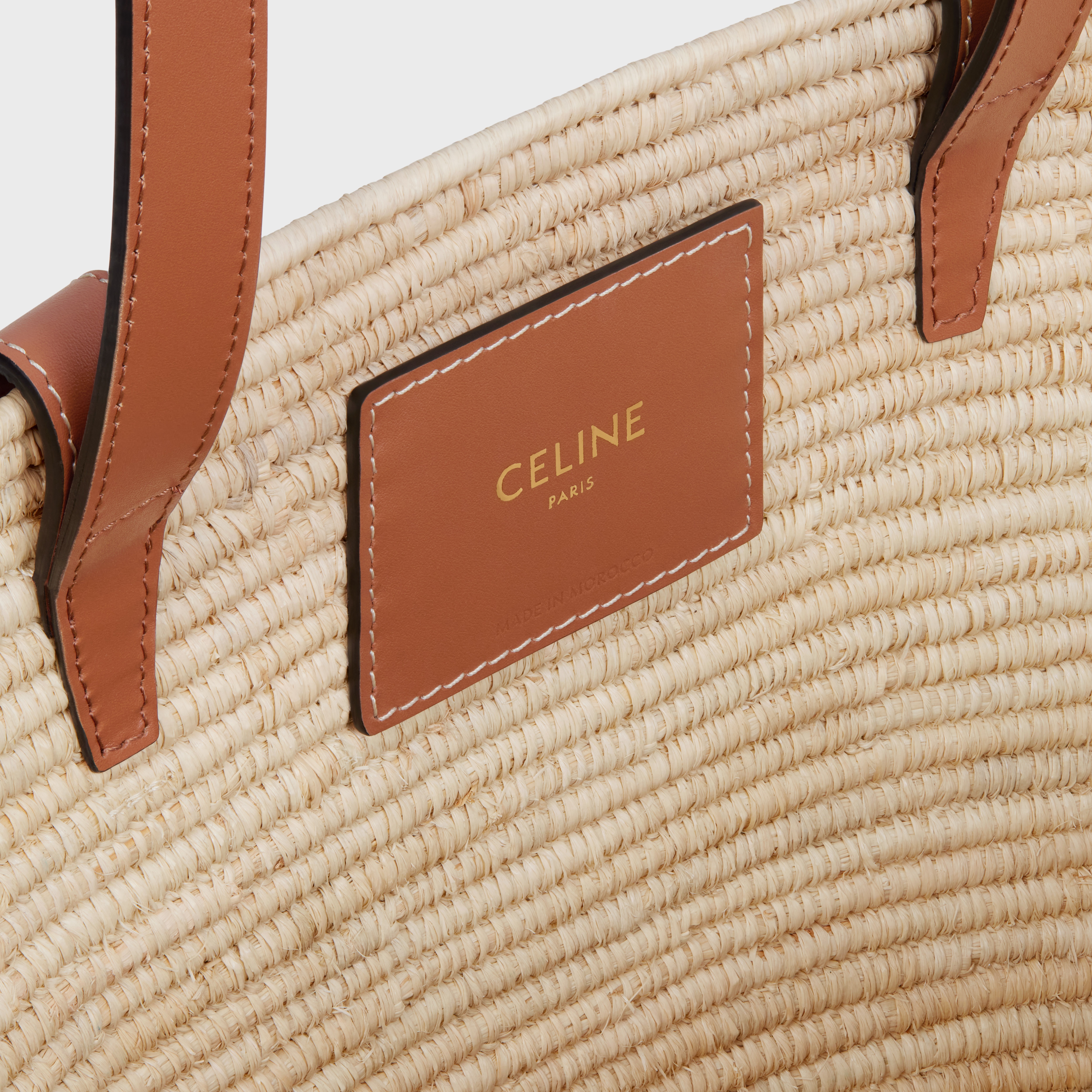 CELINE CLASSIC PANIER SMALL BRAIDED TRIOMPHE in RAFFIA and CALFSKIN - 4