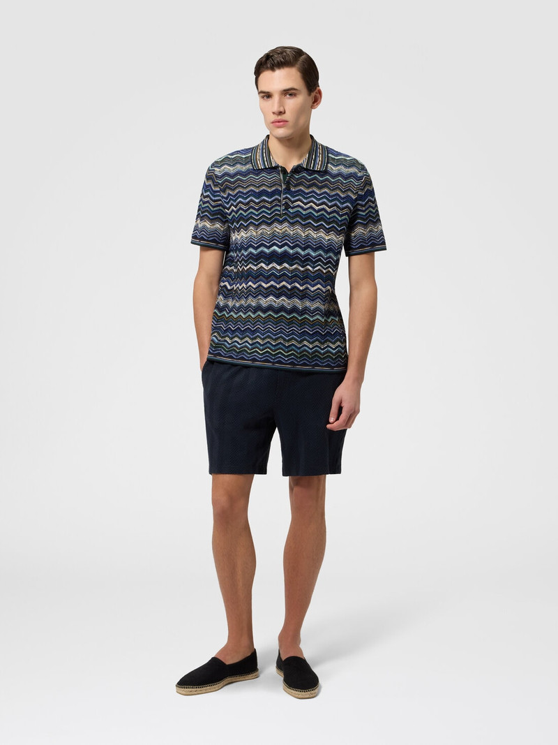 Missoni Cotton knit polo shirt with chevron pattern outlook