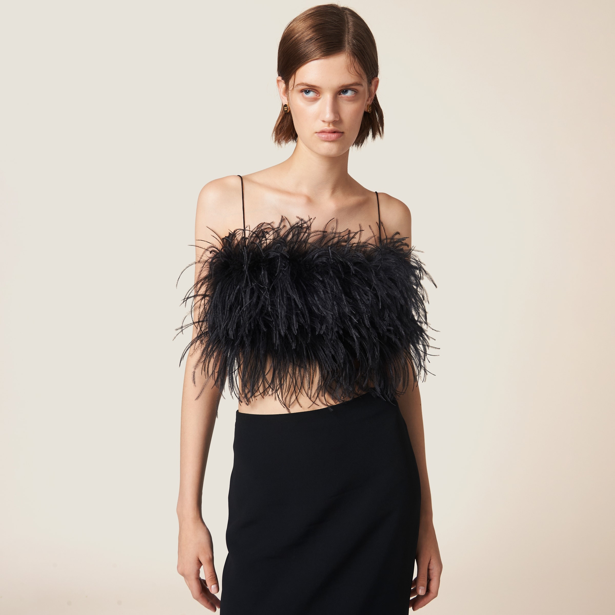 Feather-trimmed grain de poudre top - 4