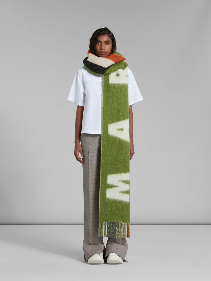 Marni GREEN MOHAIR AND WOOL SCARF WITH MAXI LOGO outlook