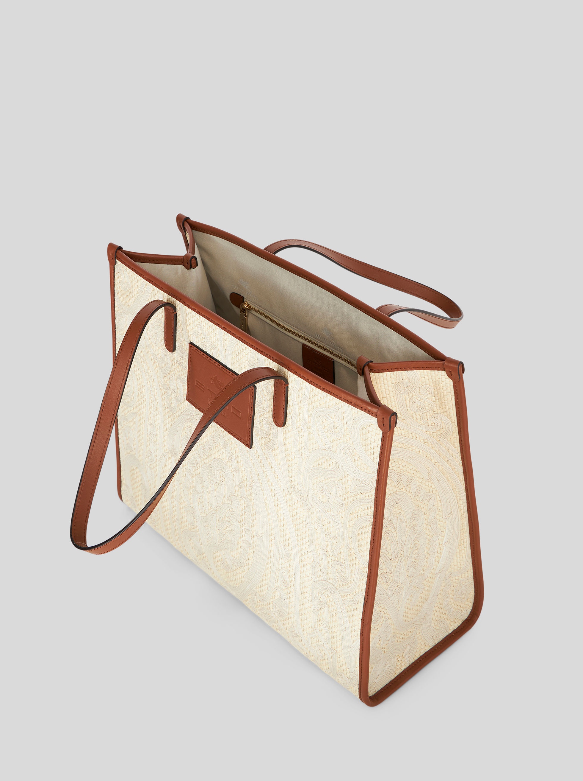 MEDIUM RAFFIA SHOPPING BAG WITH EMBROIDERY - 4