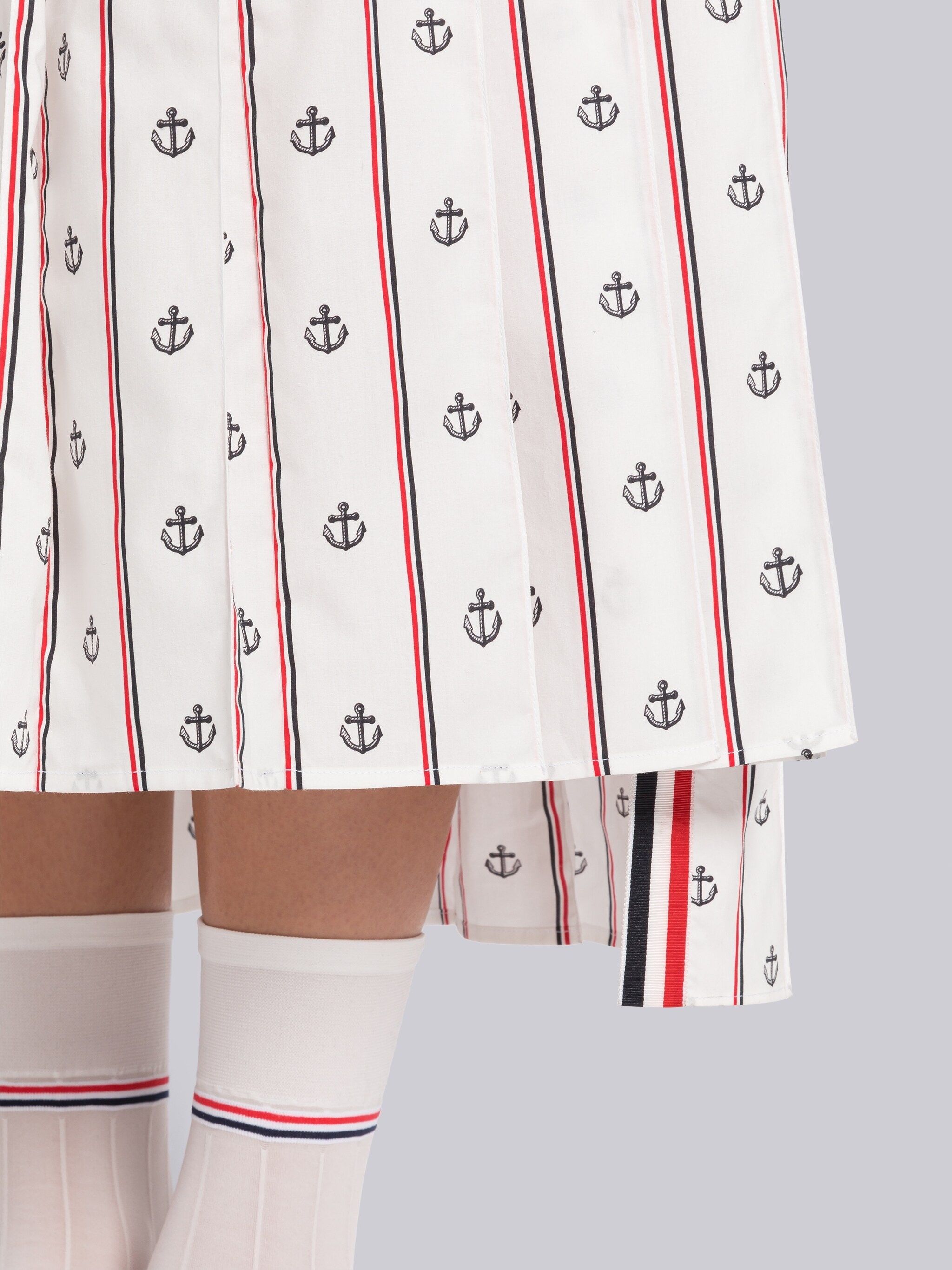 Anchor Print Poplin Pleated Bottom Shirtdress - 5