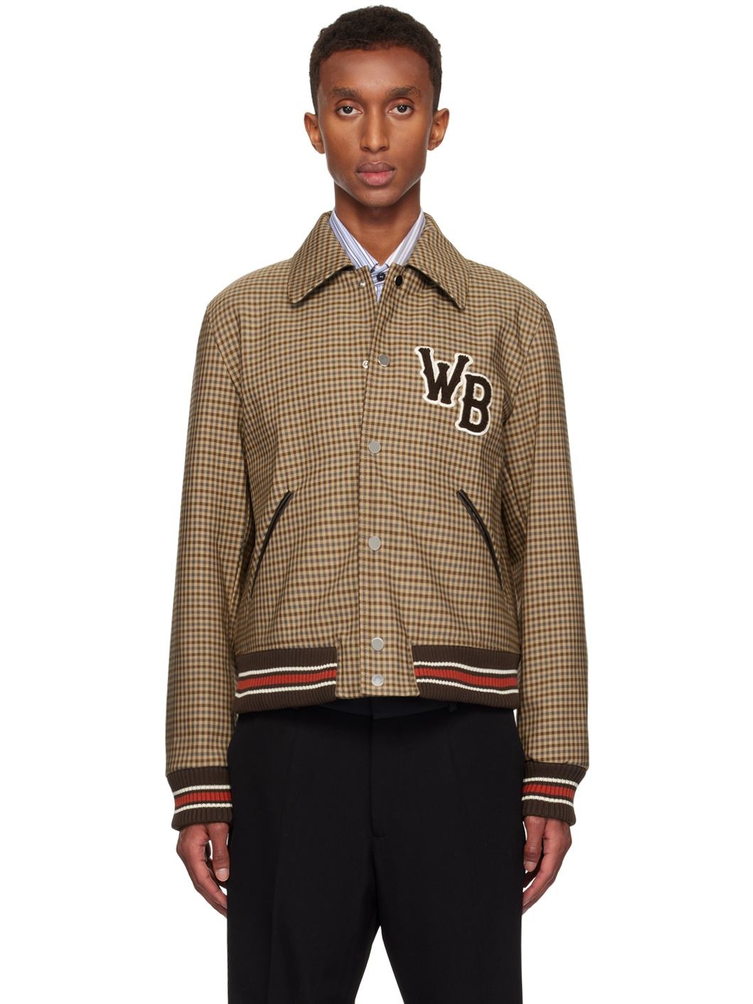 Beige Homecoming Varsity Bomber Jacket - 1