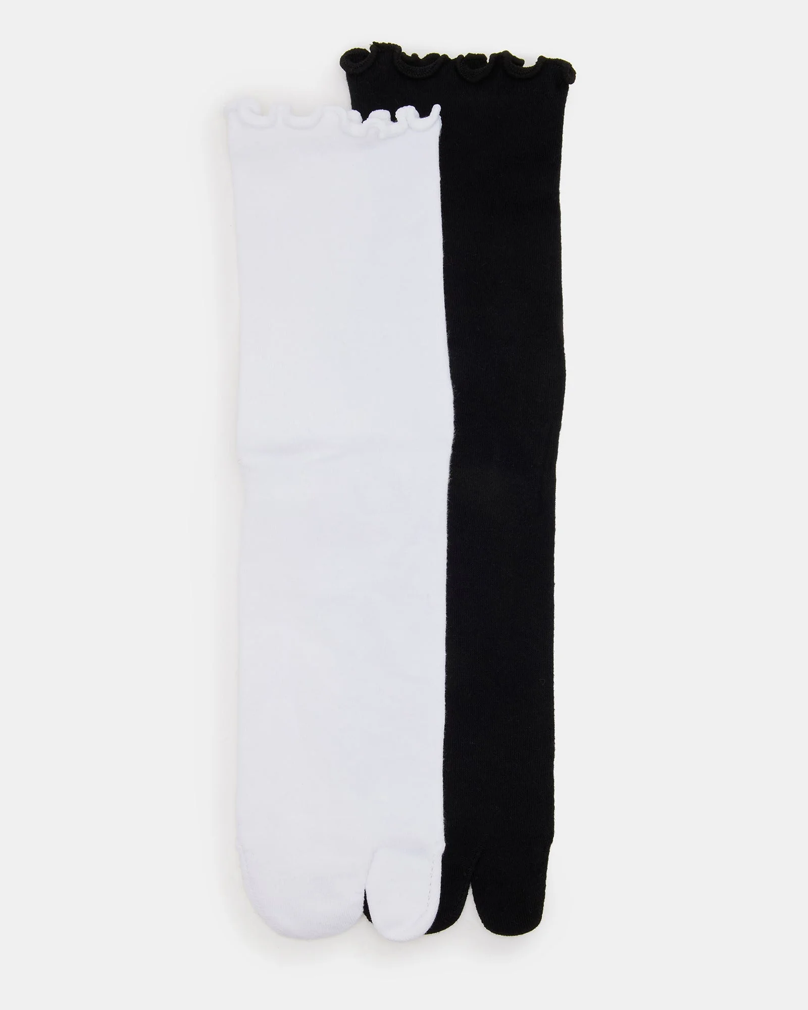 RIBBED SPLIT TOE SOCKS WHITE/BLACK - 1