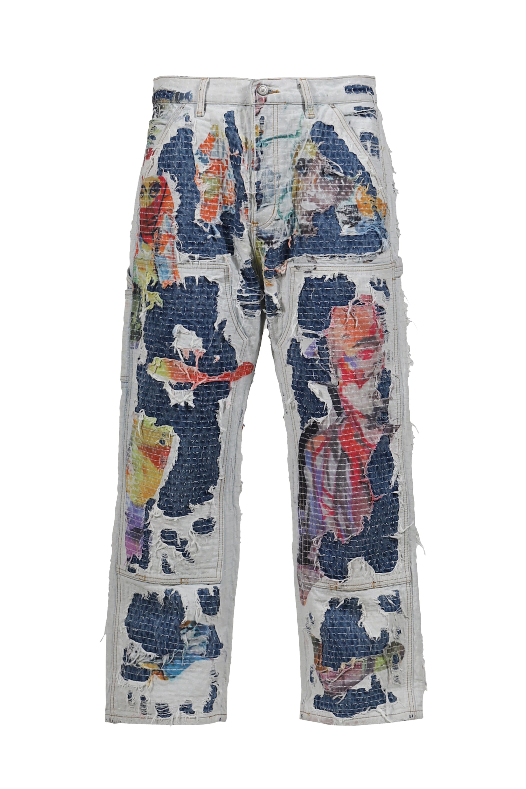 BORO STITCHED DOUBLE KNEE PANT / MULTI - 1