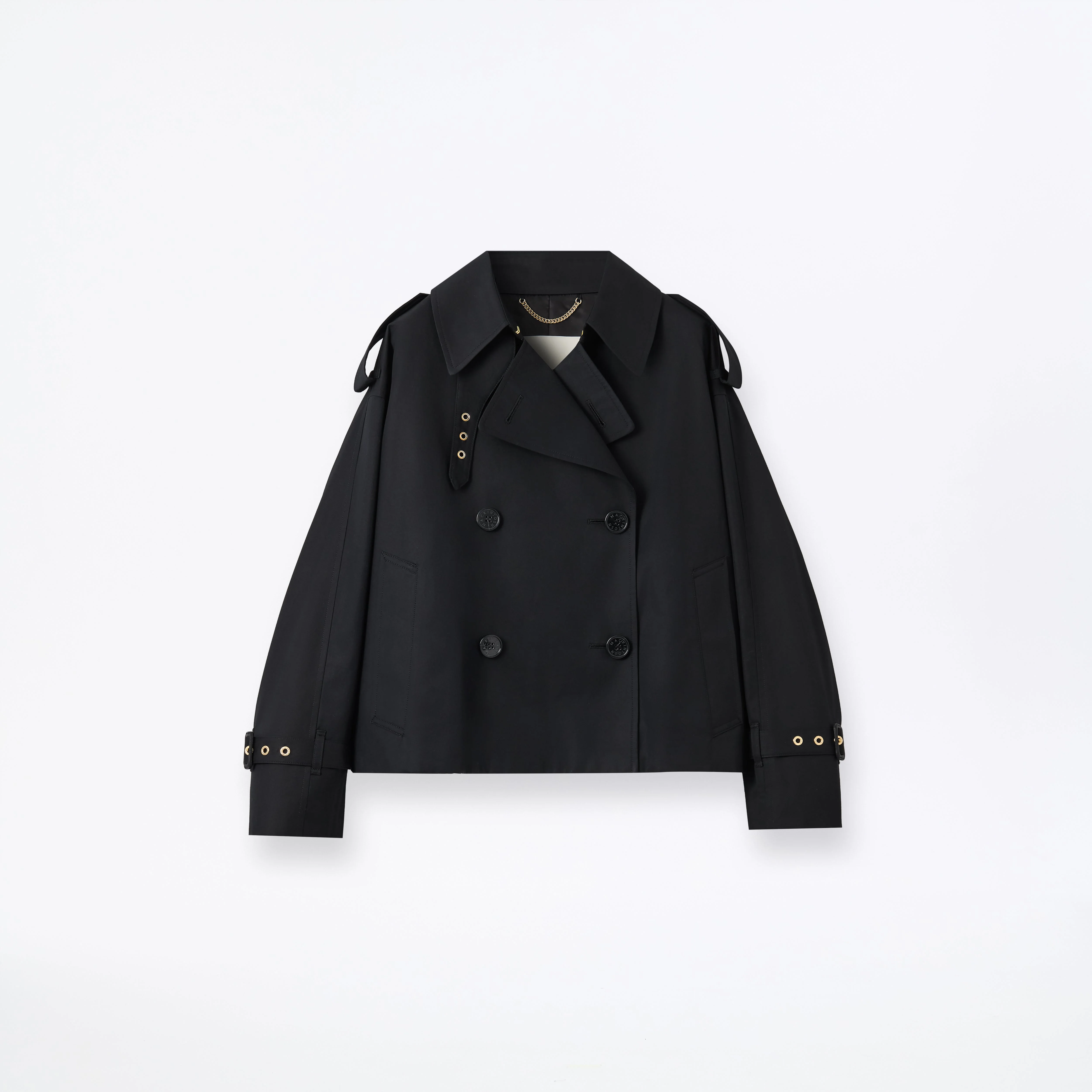 Eyemouth Gabardine Double Breasted Short Trench Coat - 1