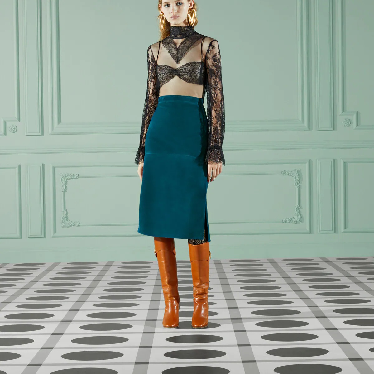 Suede mid-length skirt - 6