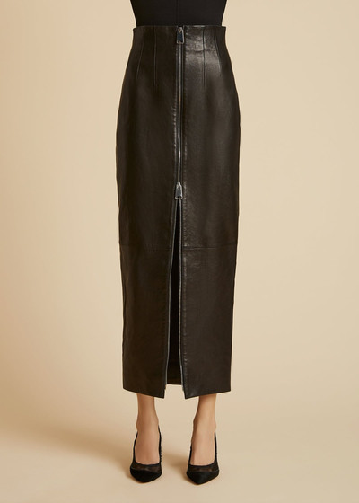 KHAITE The Ruddy Skirt in Black Leather outlook