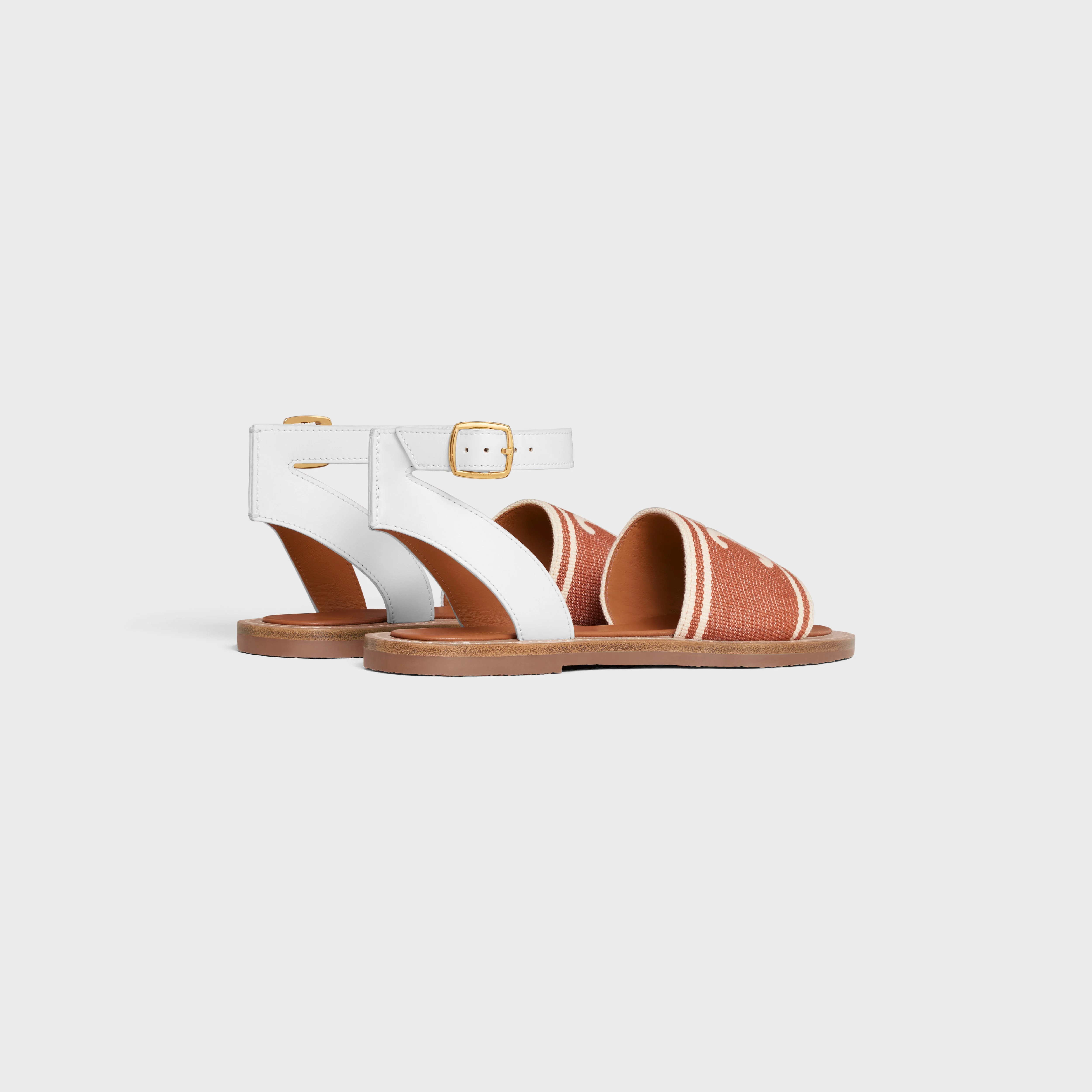 CELINE LYMPIA SANDAL in TRIOMPHE JACQUARD CANVAS & CALFSKIN - 3