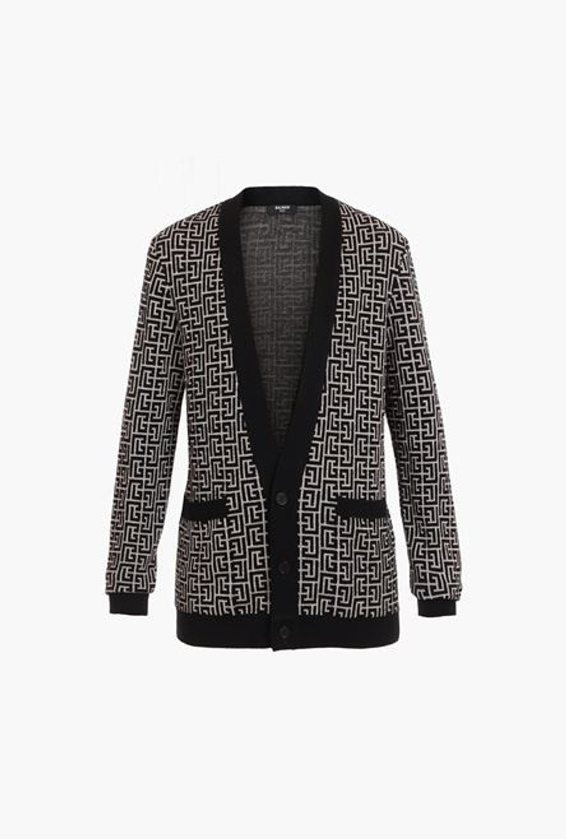 Bicolor ivory and black wool cardigan 1