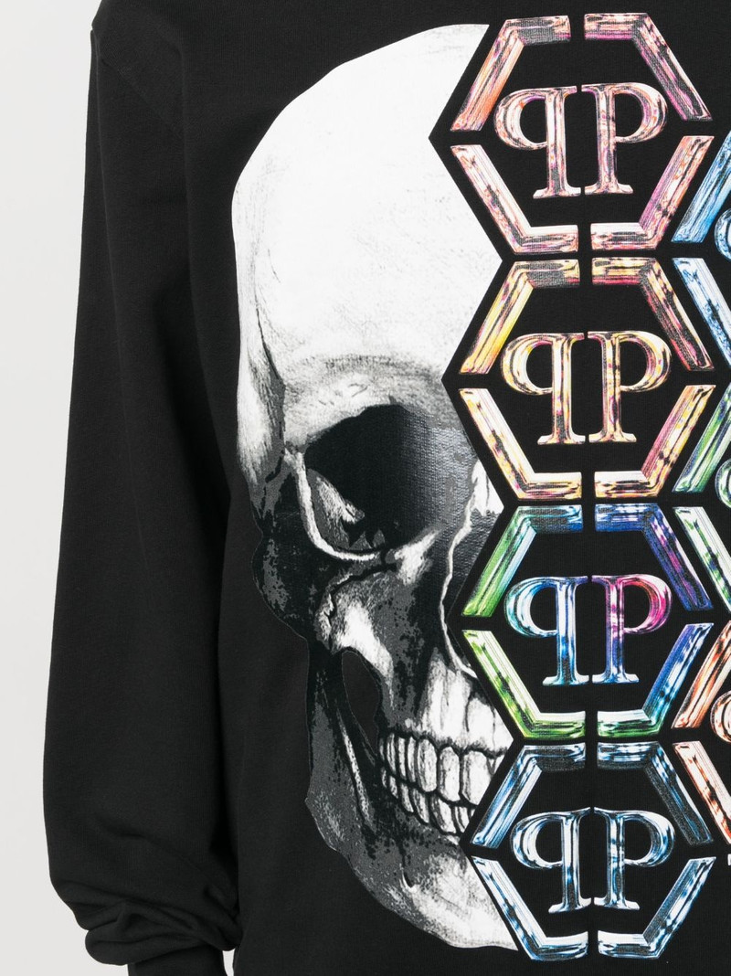 skull-print cotton sweatshirt 5