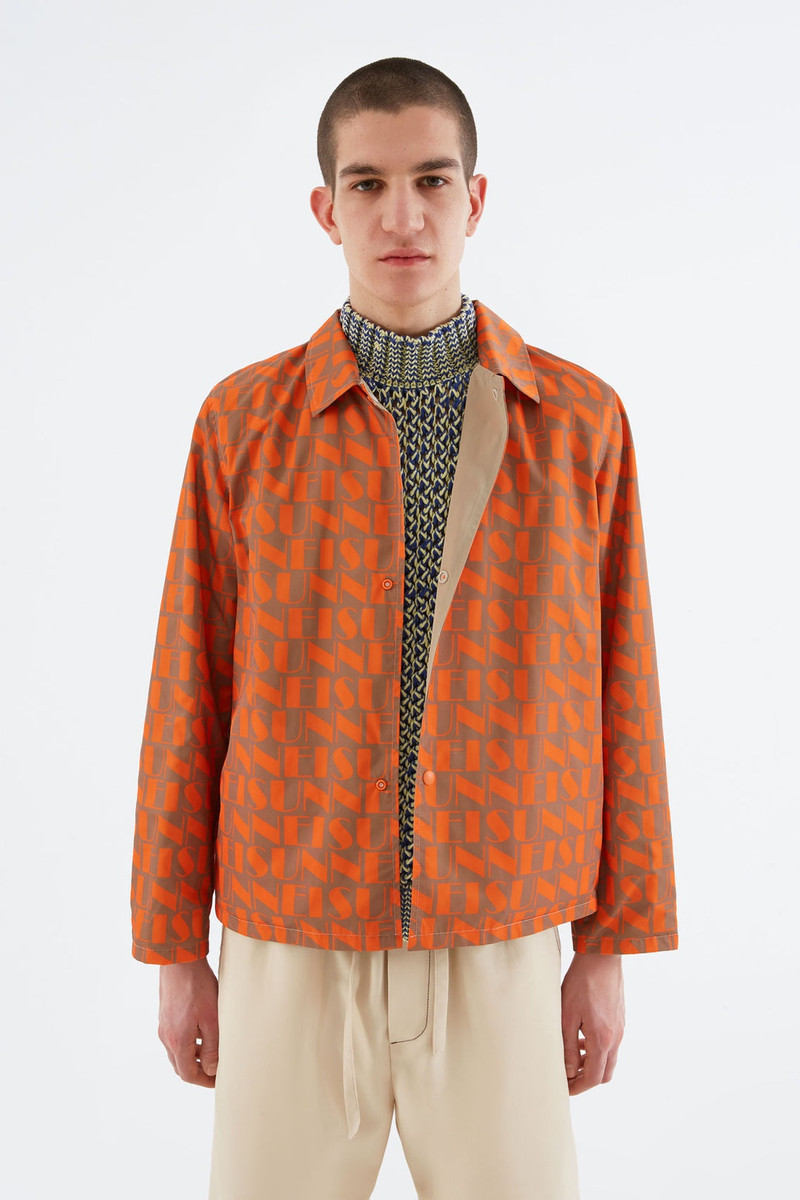 SUNNEI REVERSIBLE ORANGE & BEIGE LOGO JACKET outlook
