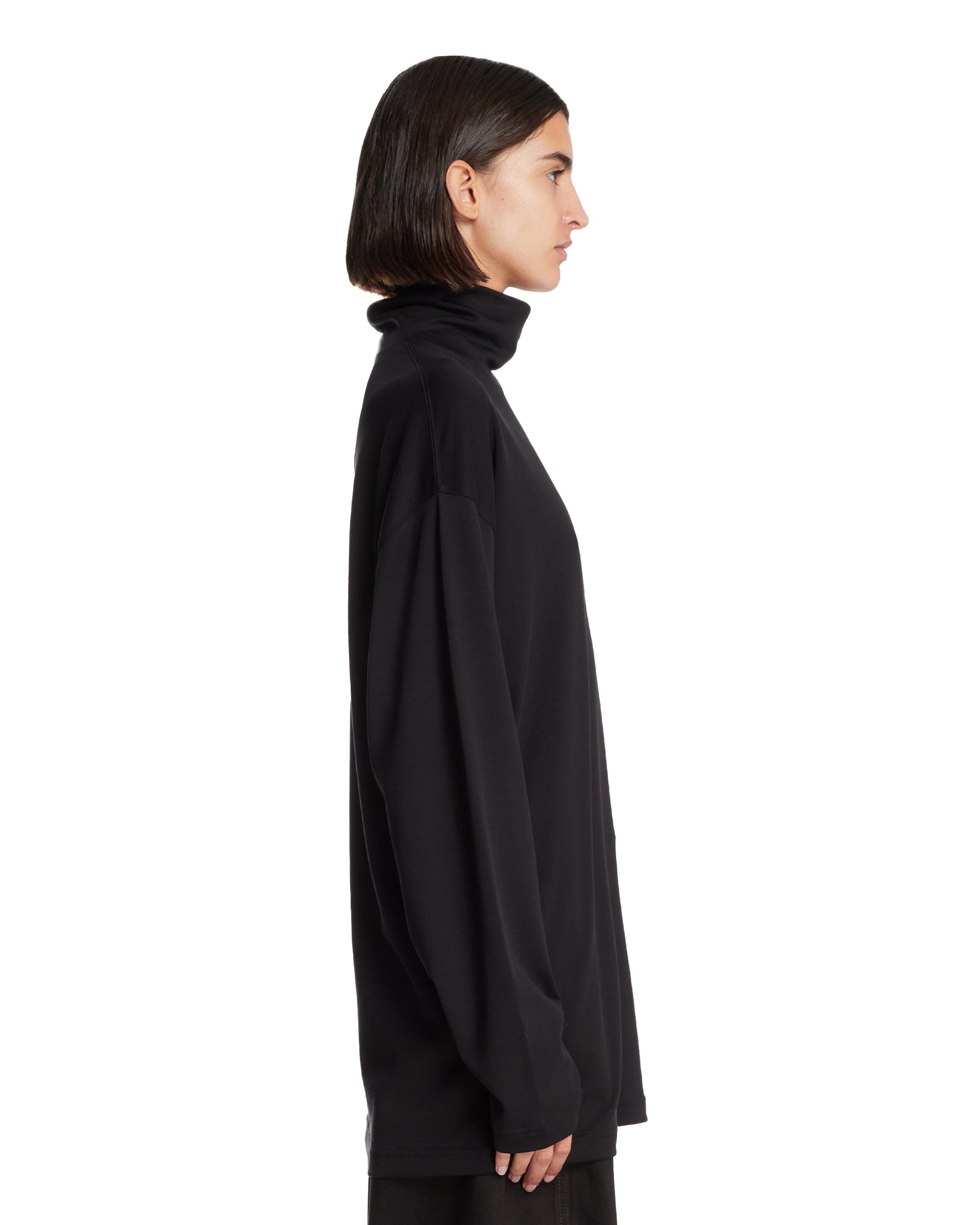 Black High-Neck Relaxed T-Shirt - 5
