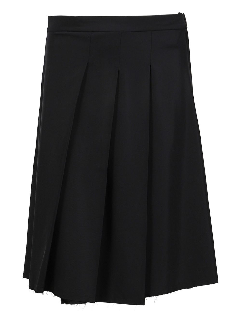 pleated frayed-edge skirt - 1