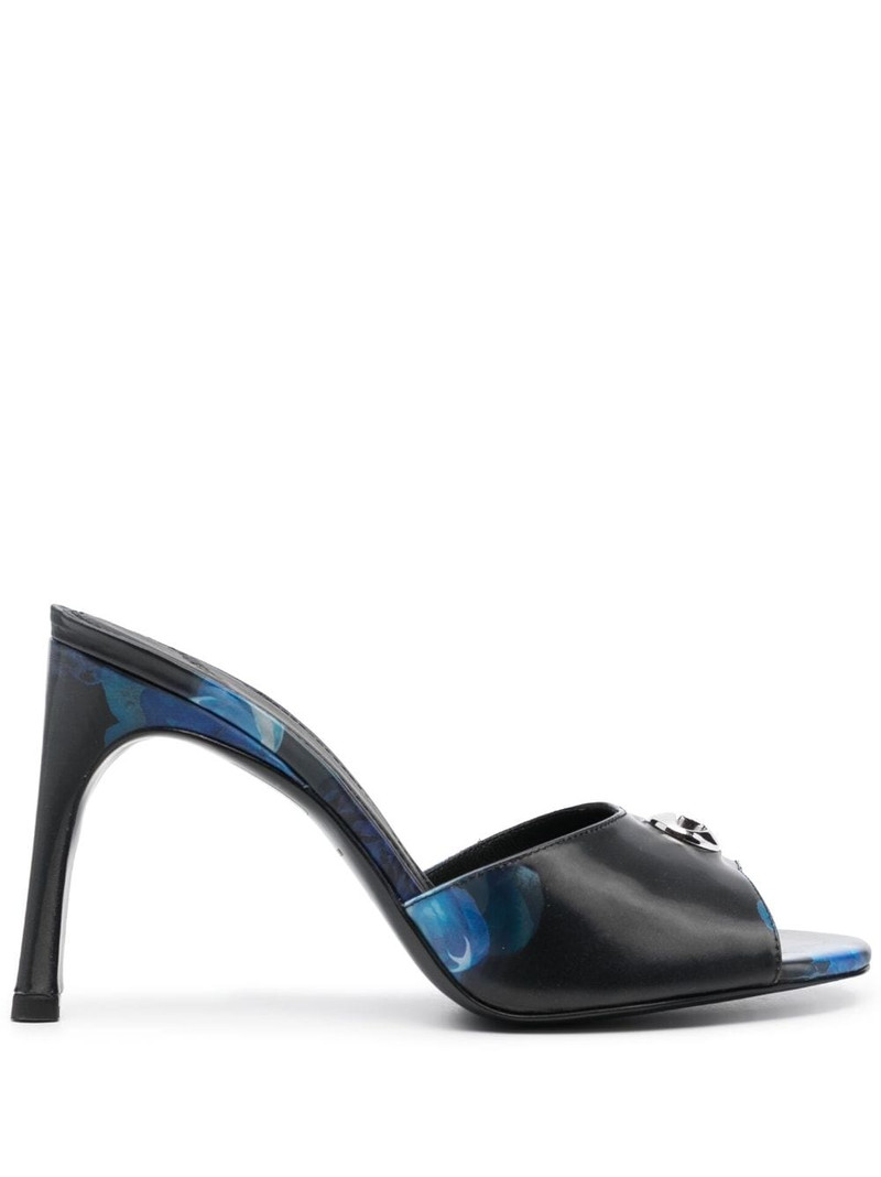 logo-plaque holographic-print mules 1