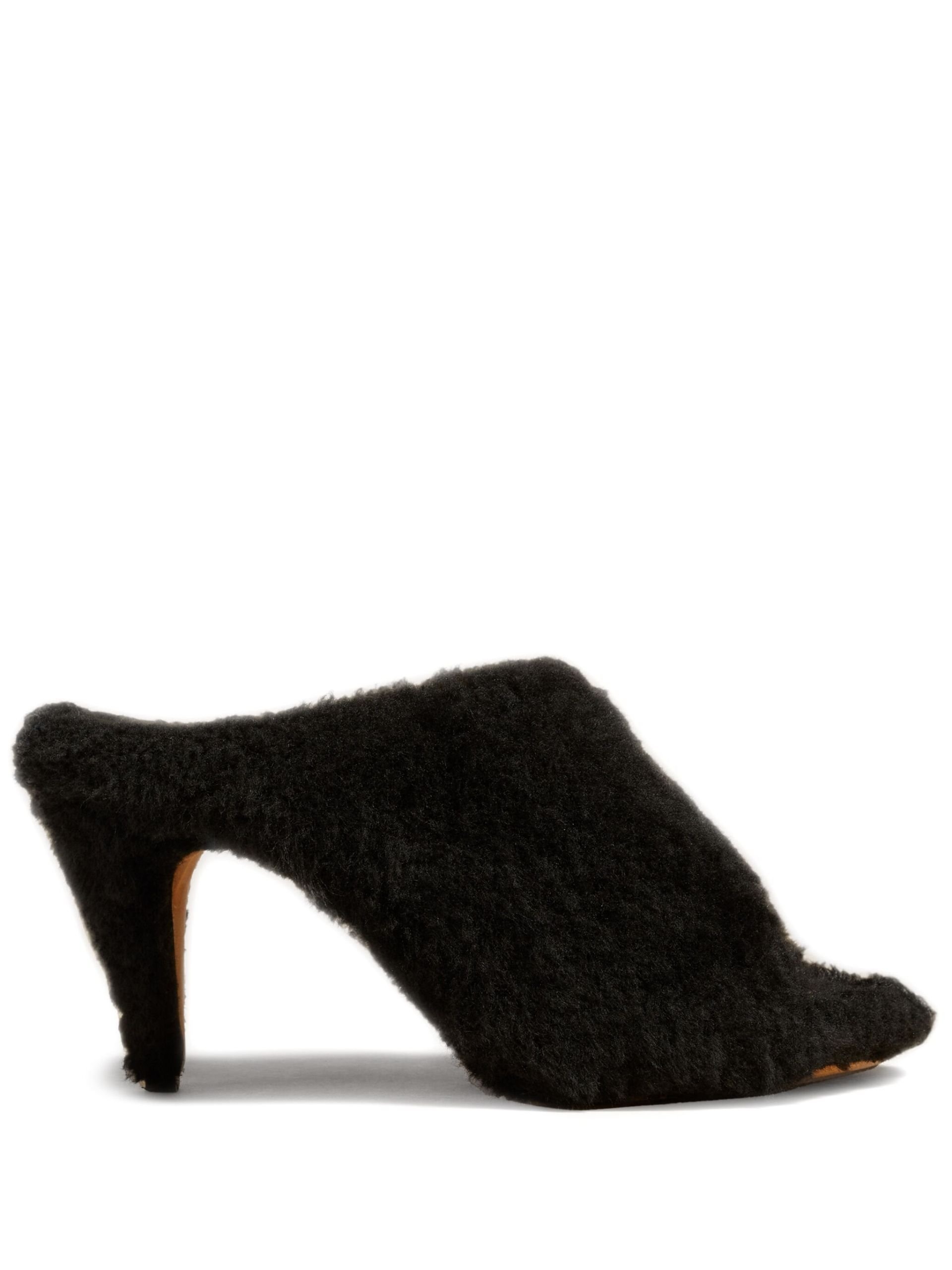 black The Marion 90 shearling mules - 1