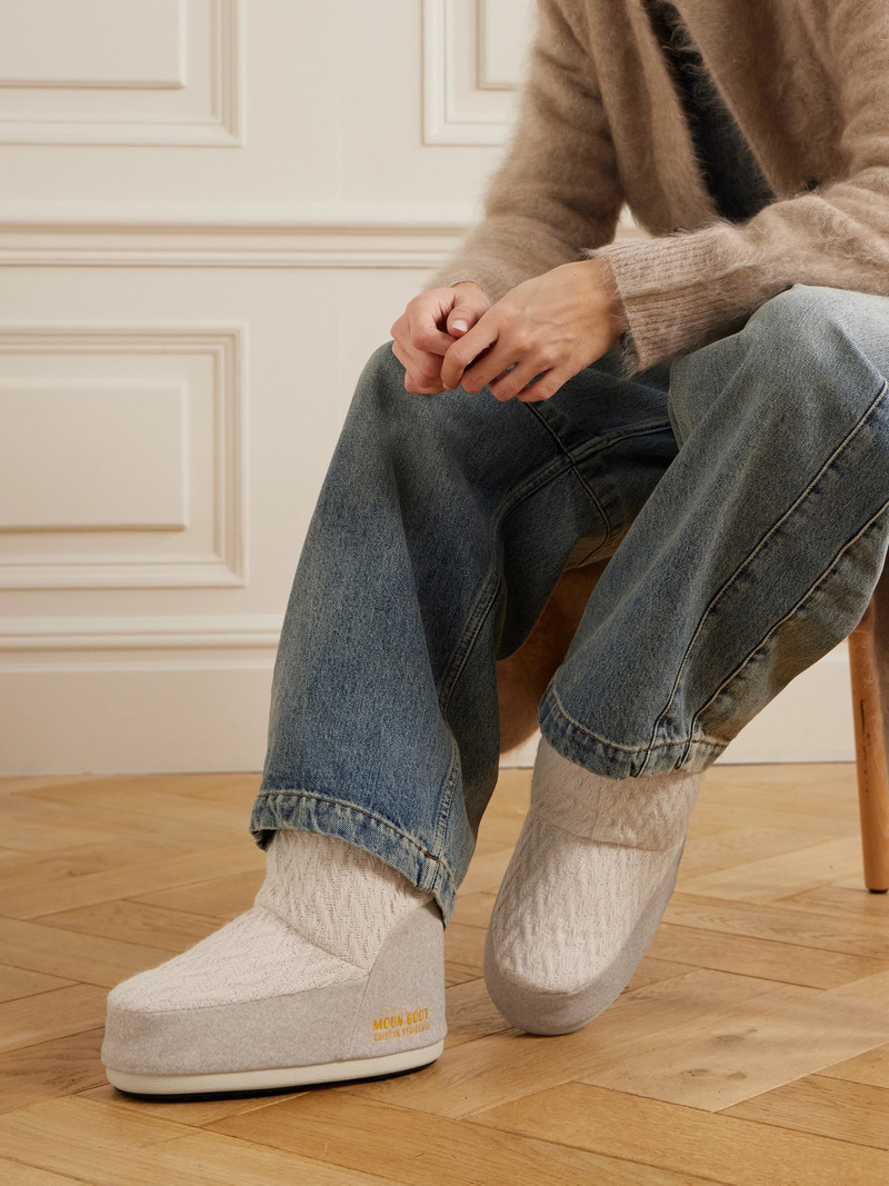 MOON BOOT + Guest In Residence Icon Low Felt-trimmed Knitted Snow Boots outlook