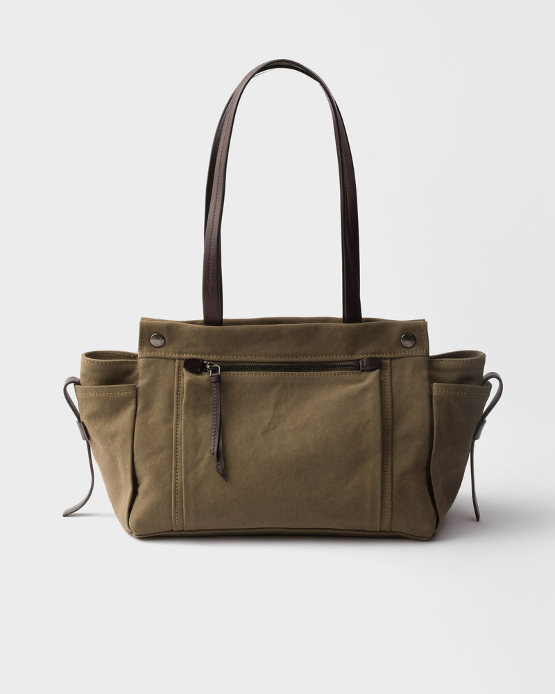 Prada Route large canvas and leather tote bag 3
