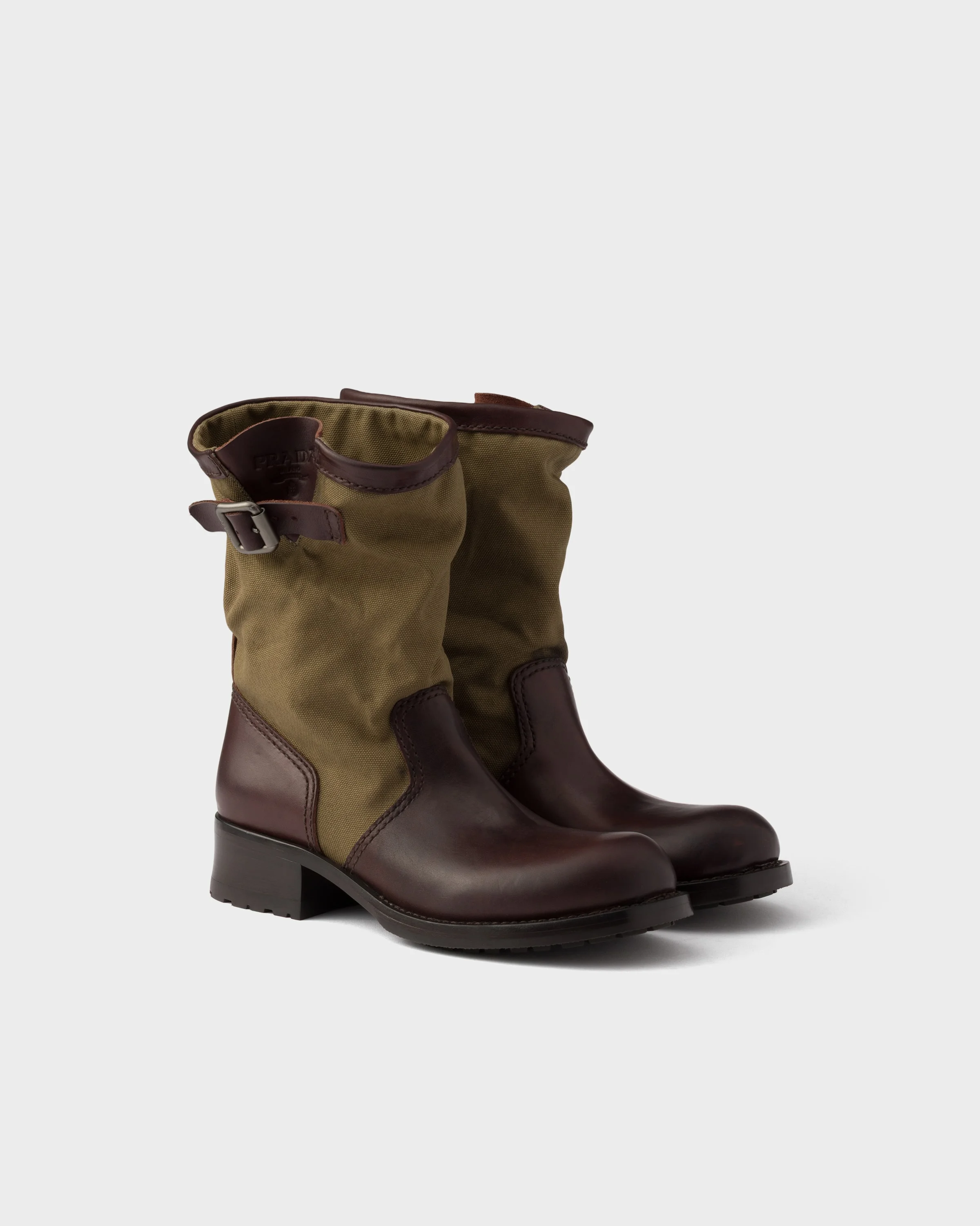 Leather and canvas boots - 1