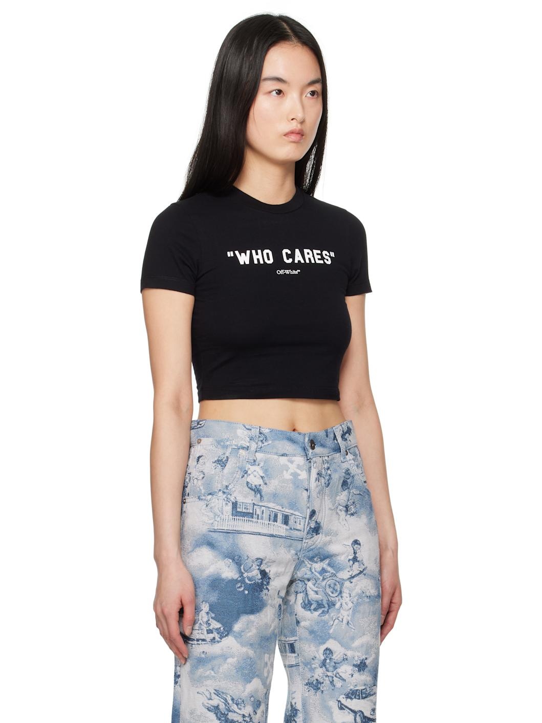 Black 'Who Cares' T-shirt - 2