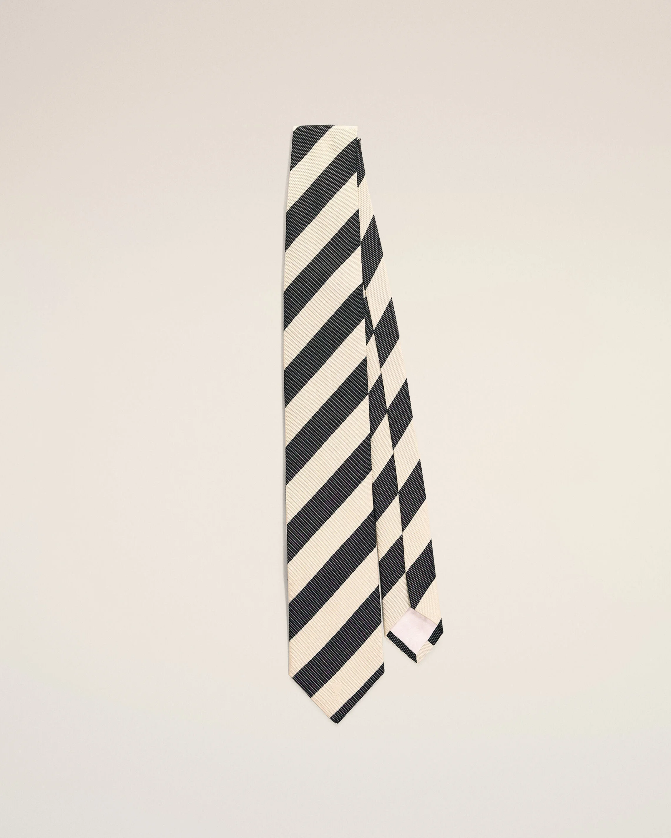 BLACK STRIPED COTTON AND SILK TIE - 1