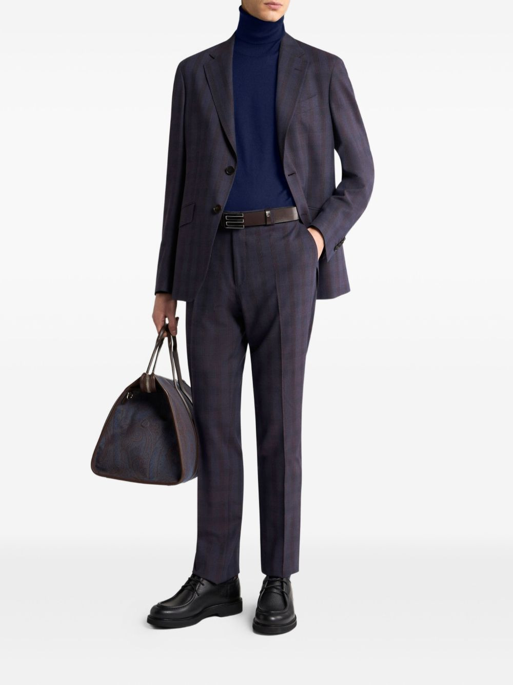check-pattern wool suit - 2