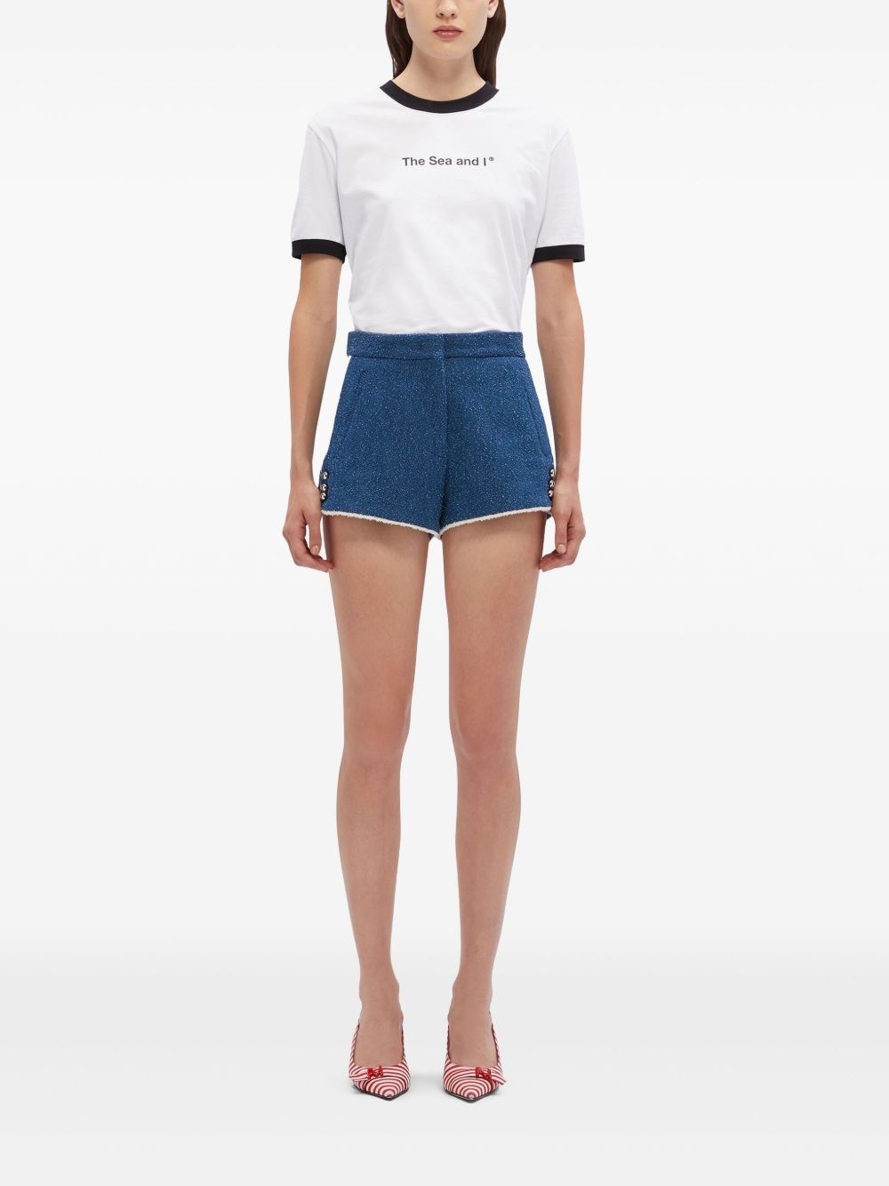 striped-edge mini shorts - 2