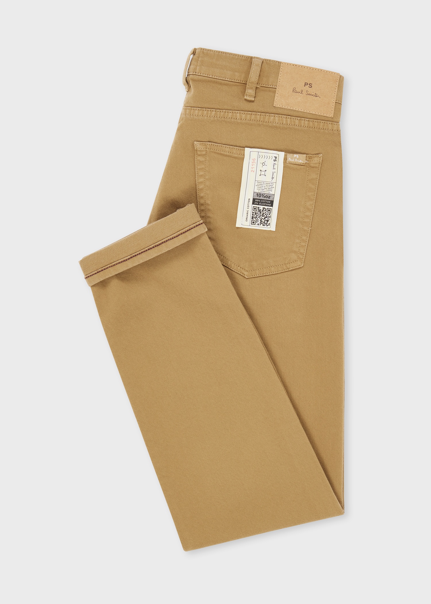 Tapered-Fit Light Tan Garment-Dyed Organic Cotton-Stretch Jeans - 2
