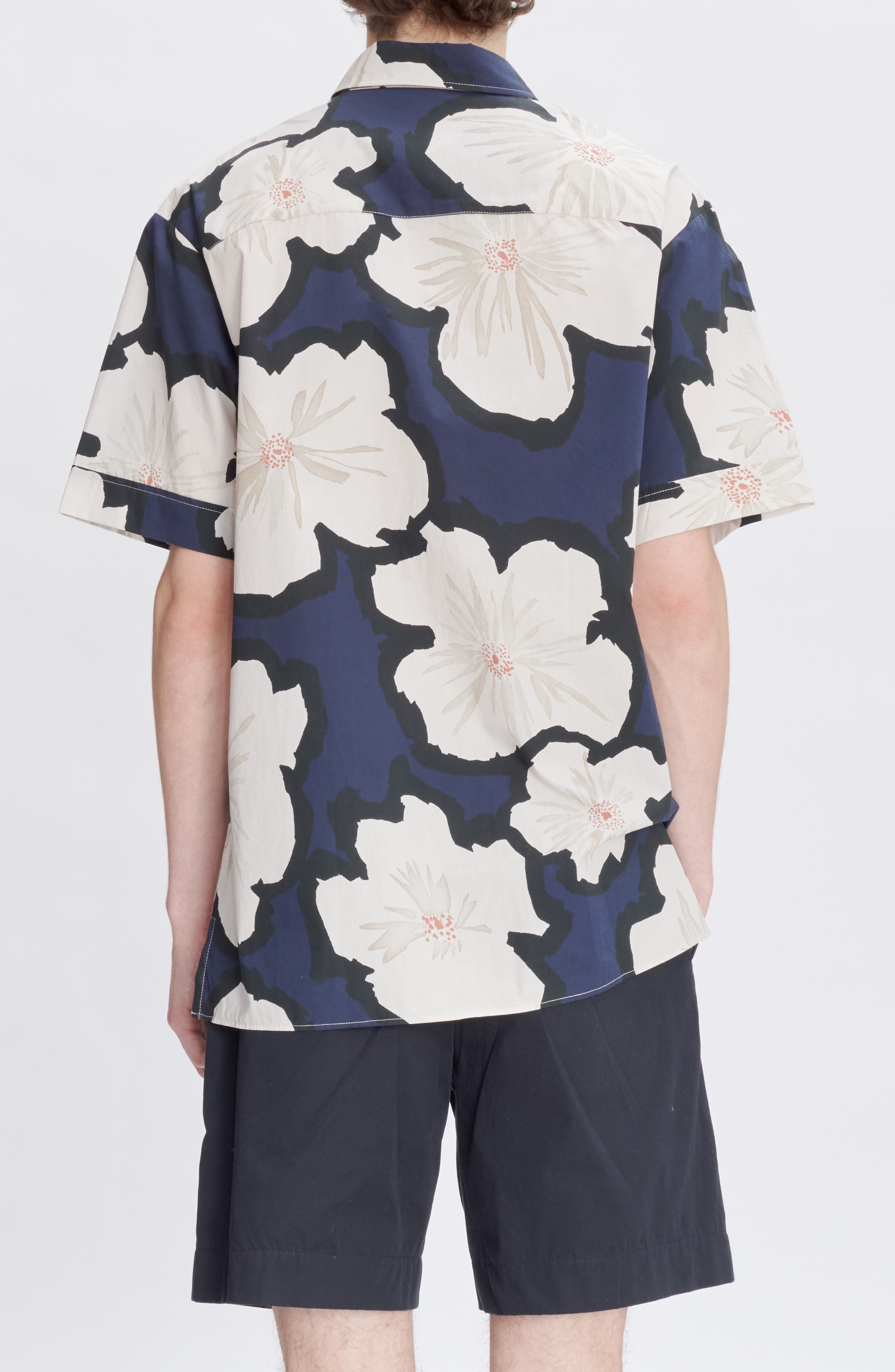 A.P.C. Ross Floral Short Sleeve Button-Up Shirt in Iak Dark Navy at Nordstrom - 3