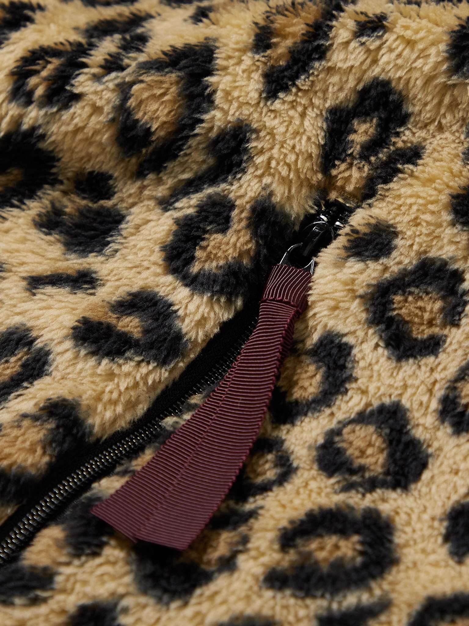 Leopard-Print Webbing-Trimmed Fleece Bomber Jacket - 3