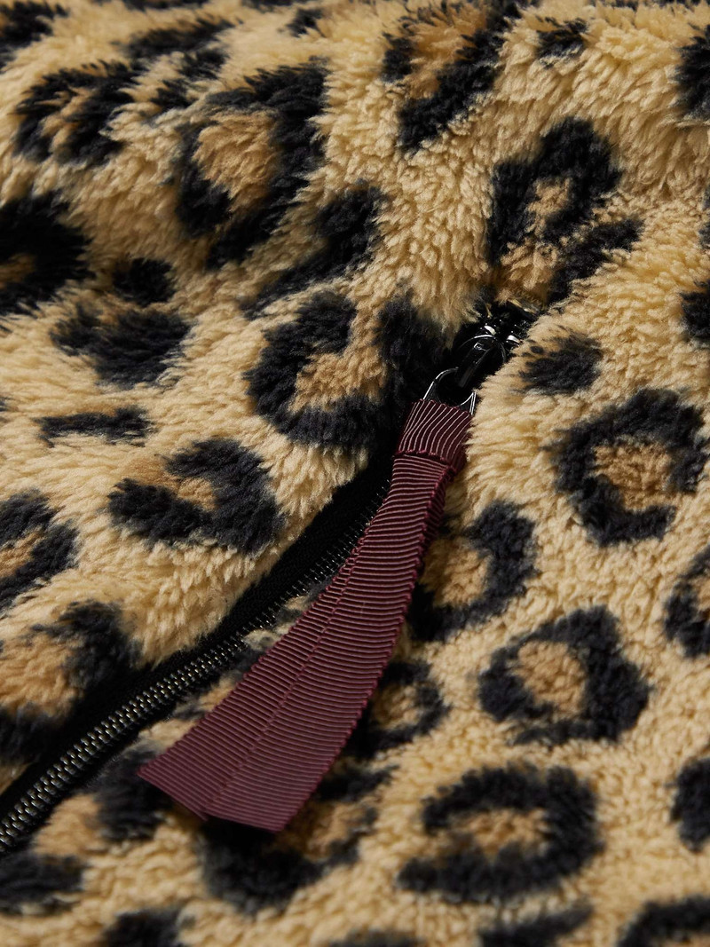 Leopard-Print Webbing-Trimmed Fleece Bomber Jacket 3