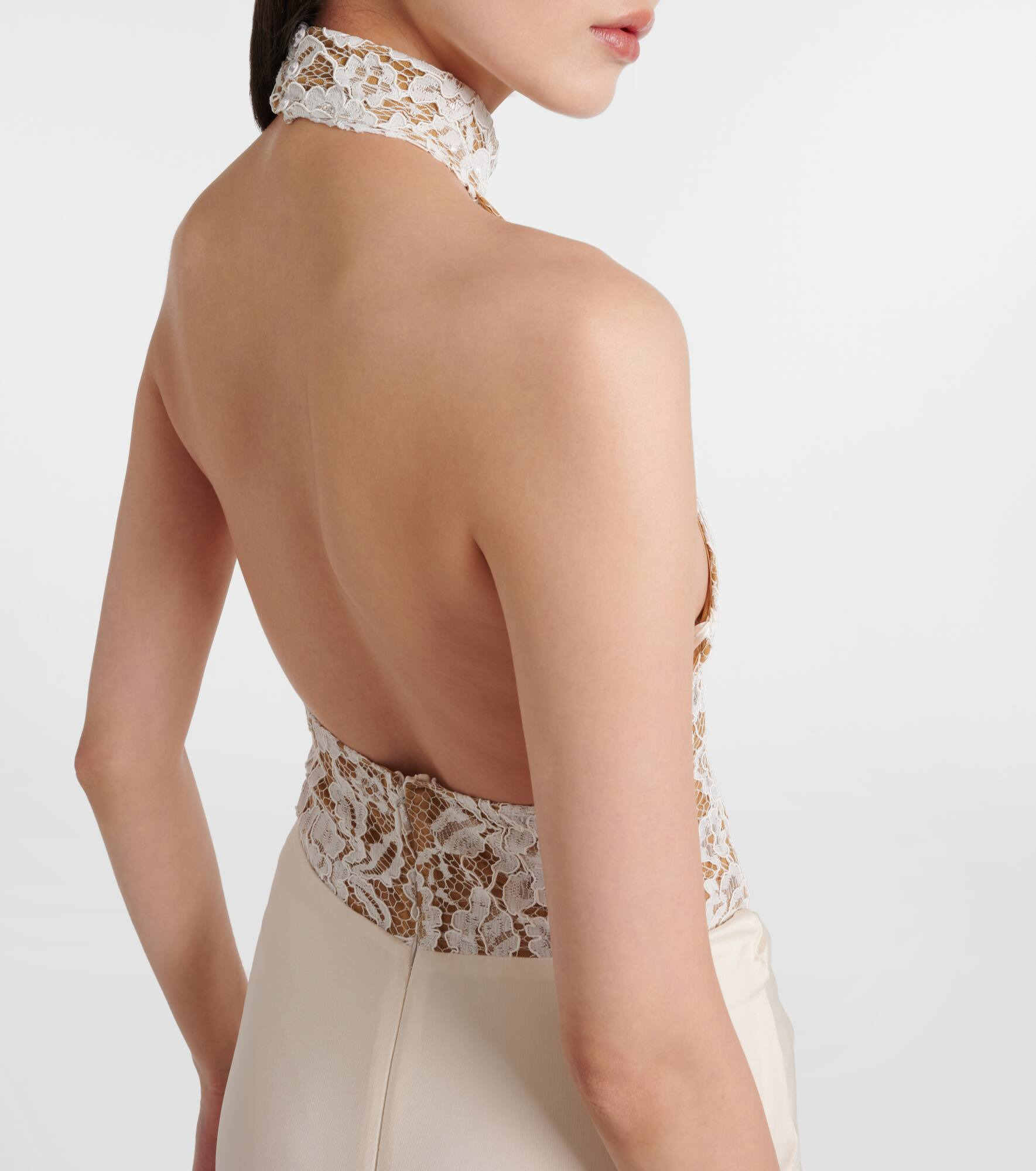 Cass embroidered ruched halterneck gown - 5