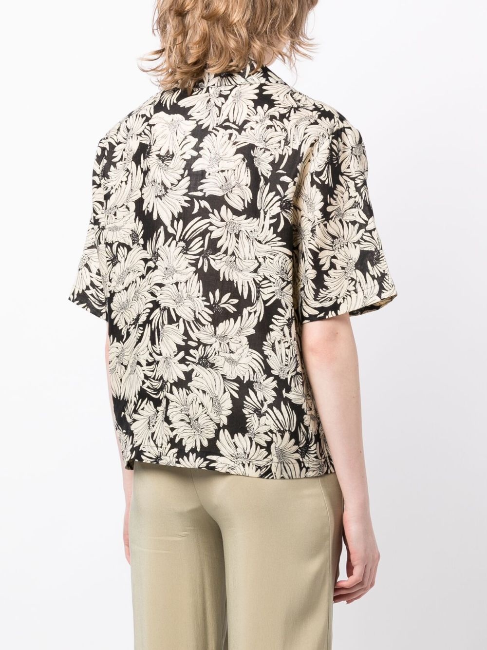 floral-print linen shirt - 4