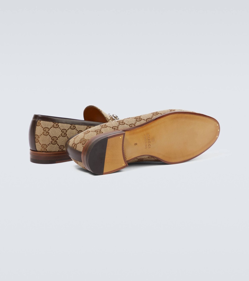 Horsebit GG canvas leather-trimmed loafers 7