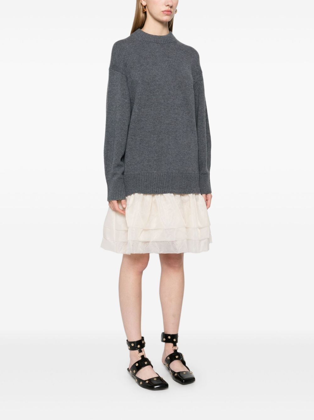 wool-organza dual-fabric dress - 3