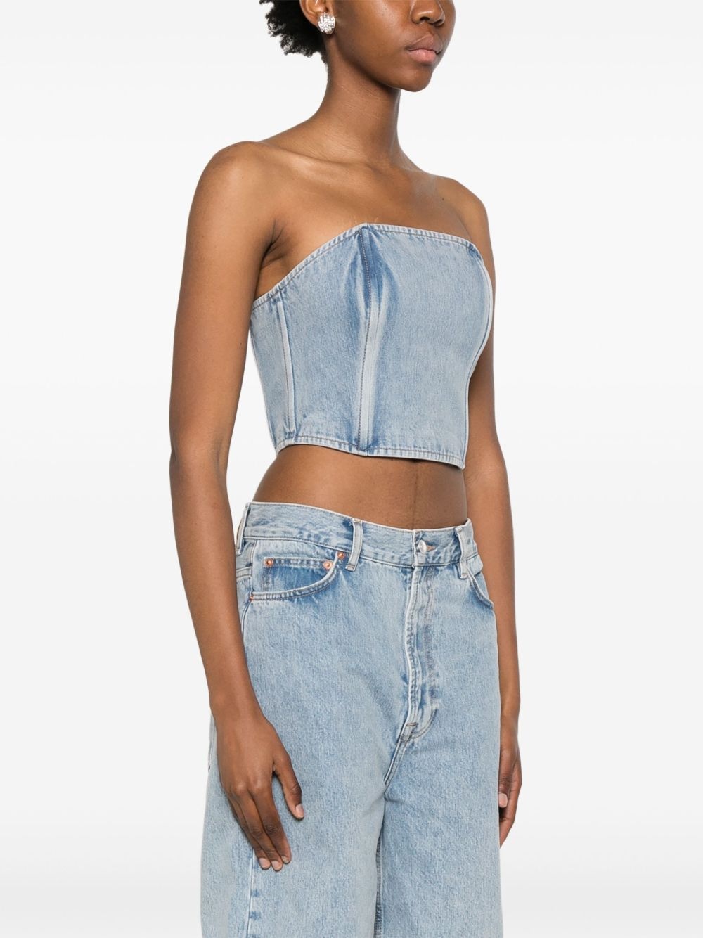 strapless denim top - 3