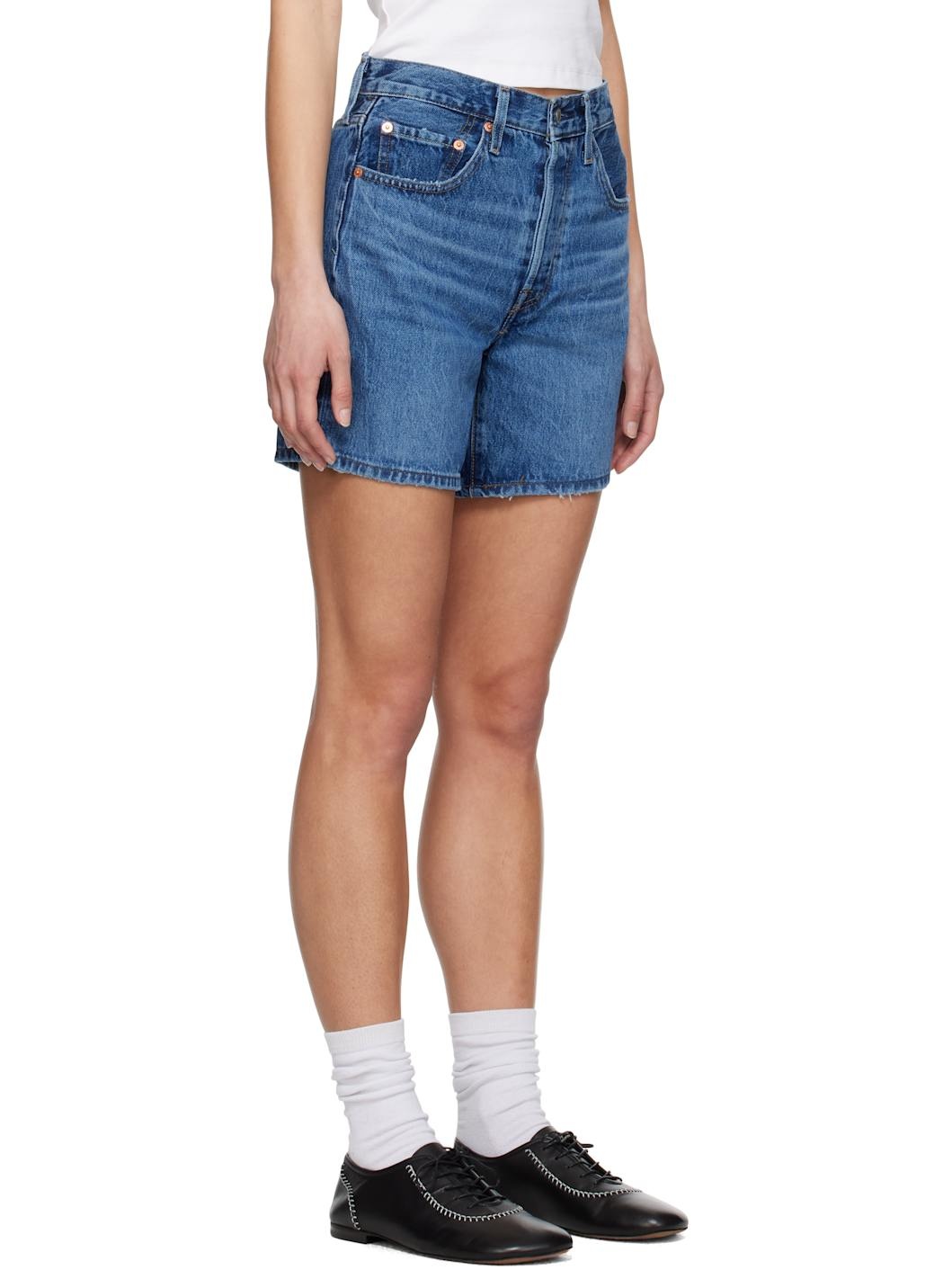 Blue 501 Mid Thigh Denim Shorts - 2