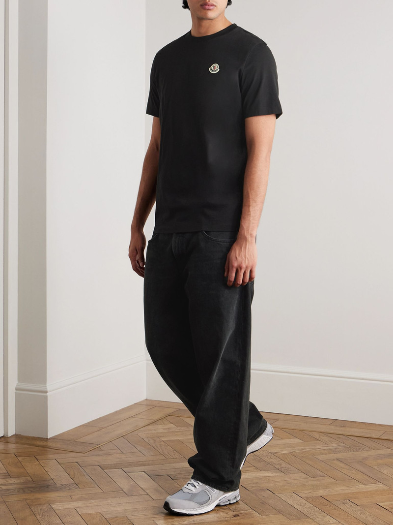 Moncler Three-Pack Logo-Appliquéd Cotton-Jersey T-Shirts Black outlook