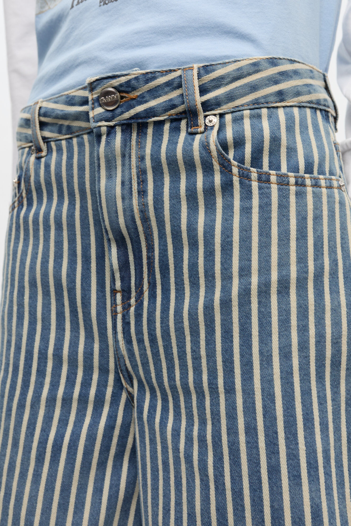 STRIPED DENIM SHORTS - 5