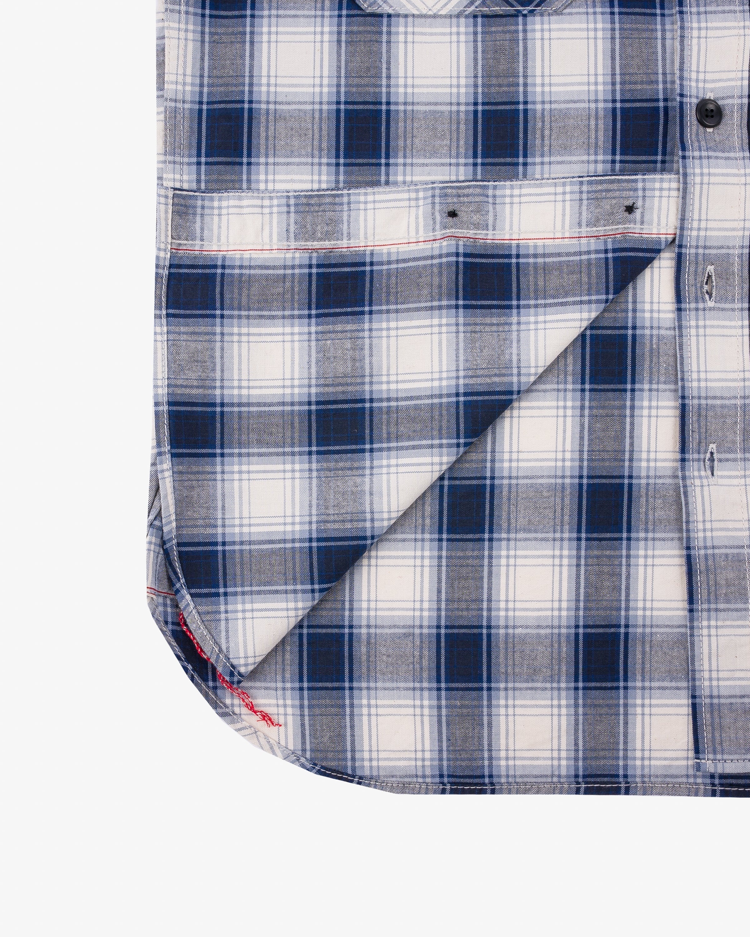 5OZ SELVEDGE SHORT SLEEVED MADRAS CHECK WORK SHIRT - BLUE - 11