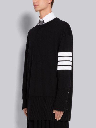 Thom Browne Black Fine Merino Wool 4-Bar Elongated Pullover outlook