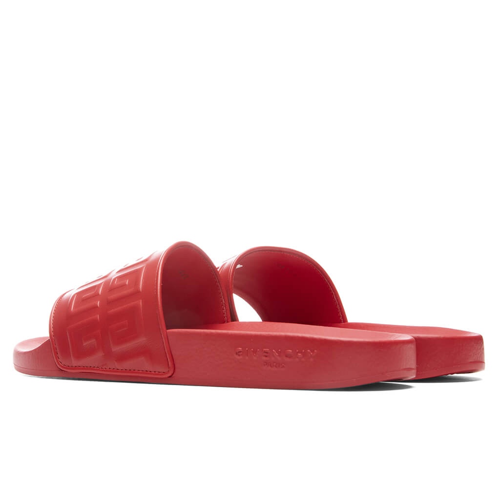 GIVENCHY SLIDE 4G FLAT SANDALS - RED - 4