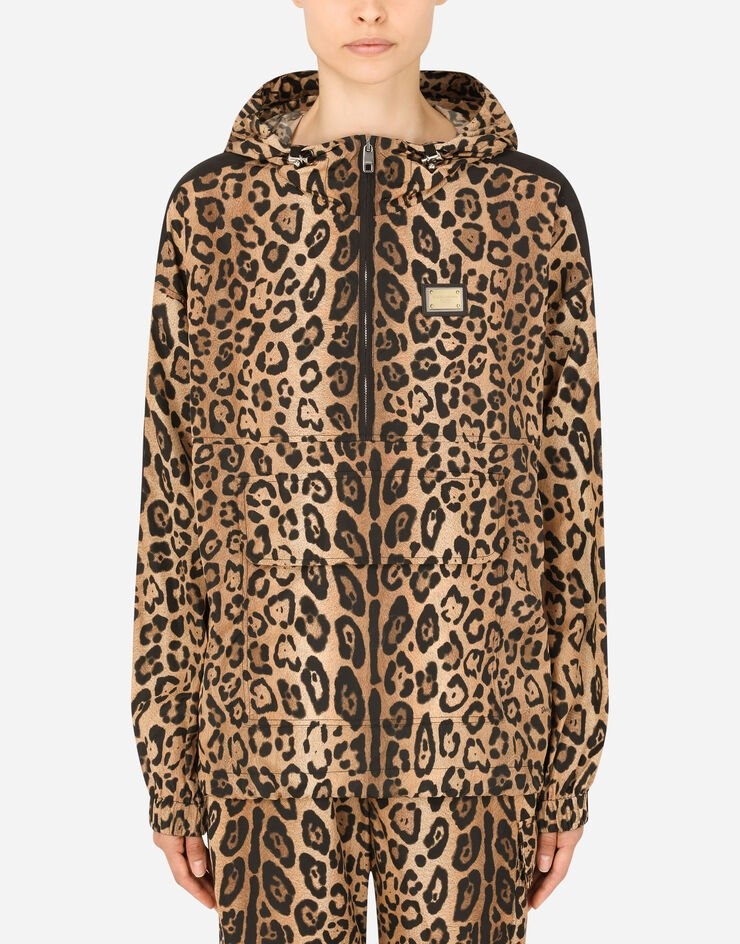 Leopard-print nylon anorak - 1