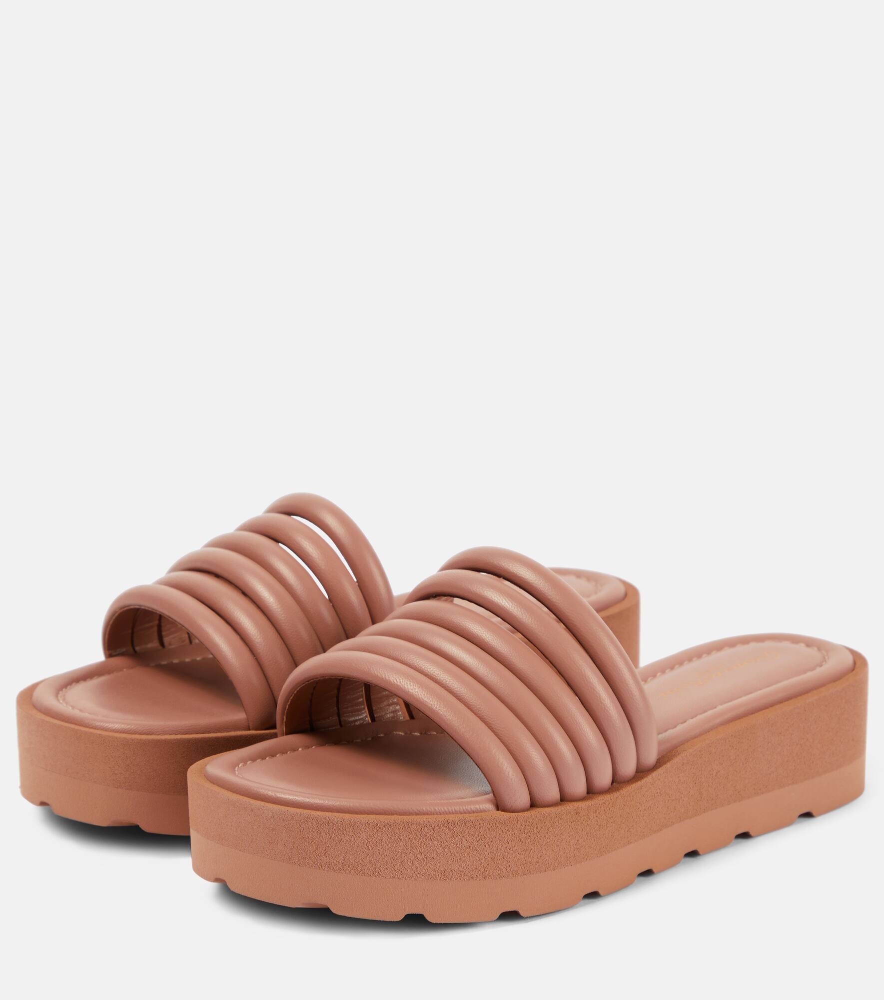 Leather platform sandals - 5