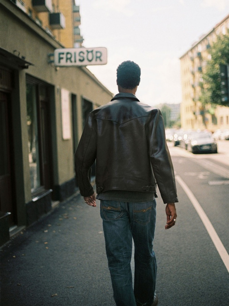 Nudie Jeans Eddy Rider Leather Jacket Brown outlook